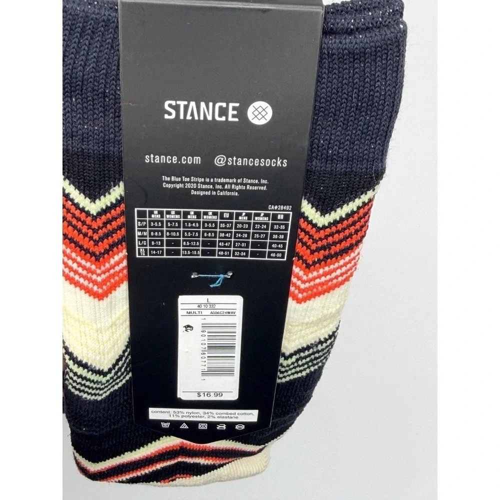 Stance Casual Crew Socks Multicolored Chevron Striped Men's Large NWT AS56C24WAV